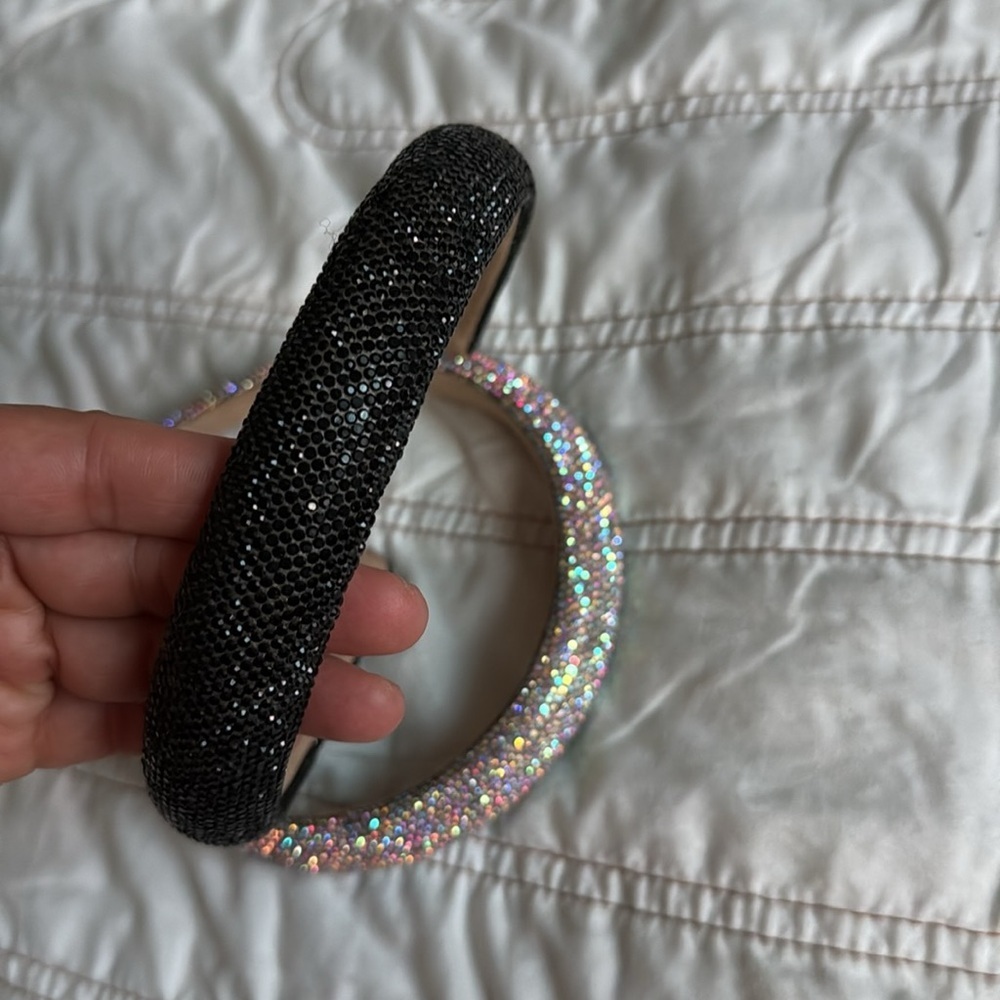 2pcs Rhinestone Headbands Women Sparkly Bling Headbands Black and Multicolor - Picture 8 of 13